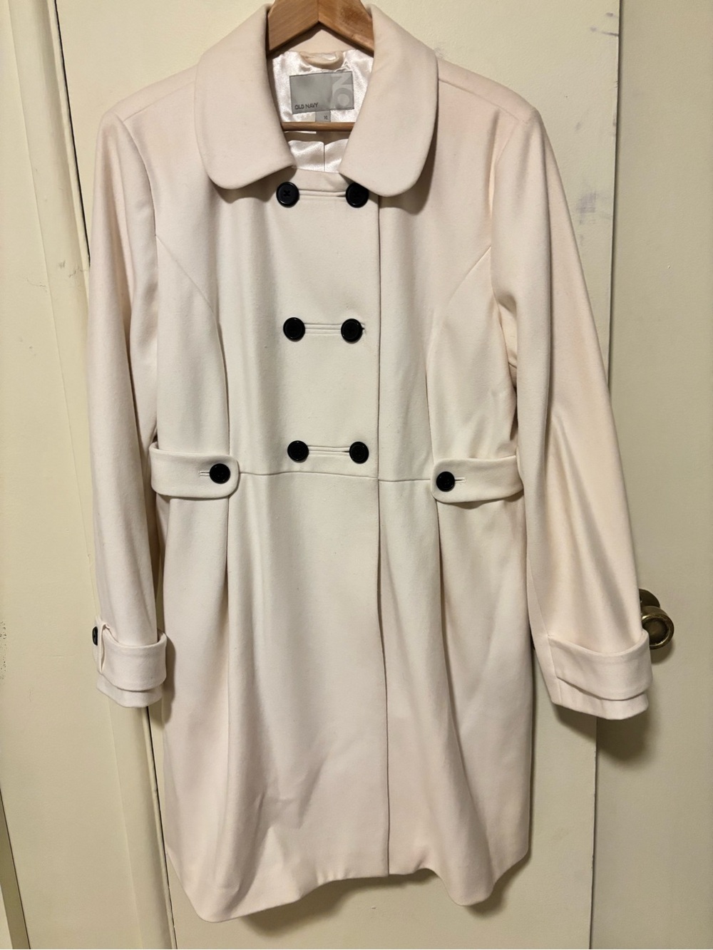 Old Navy Winter Cream Double Breasted Pleated Mod Coat XL